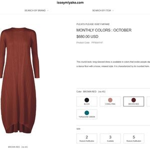 Issey Miyake Long Sleeve Dress in Brown Red